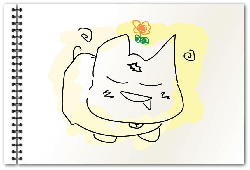 スケッチブックに描かれた猫のイラスト
