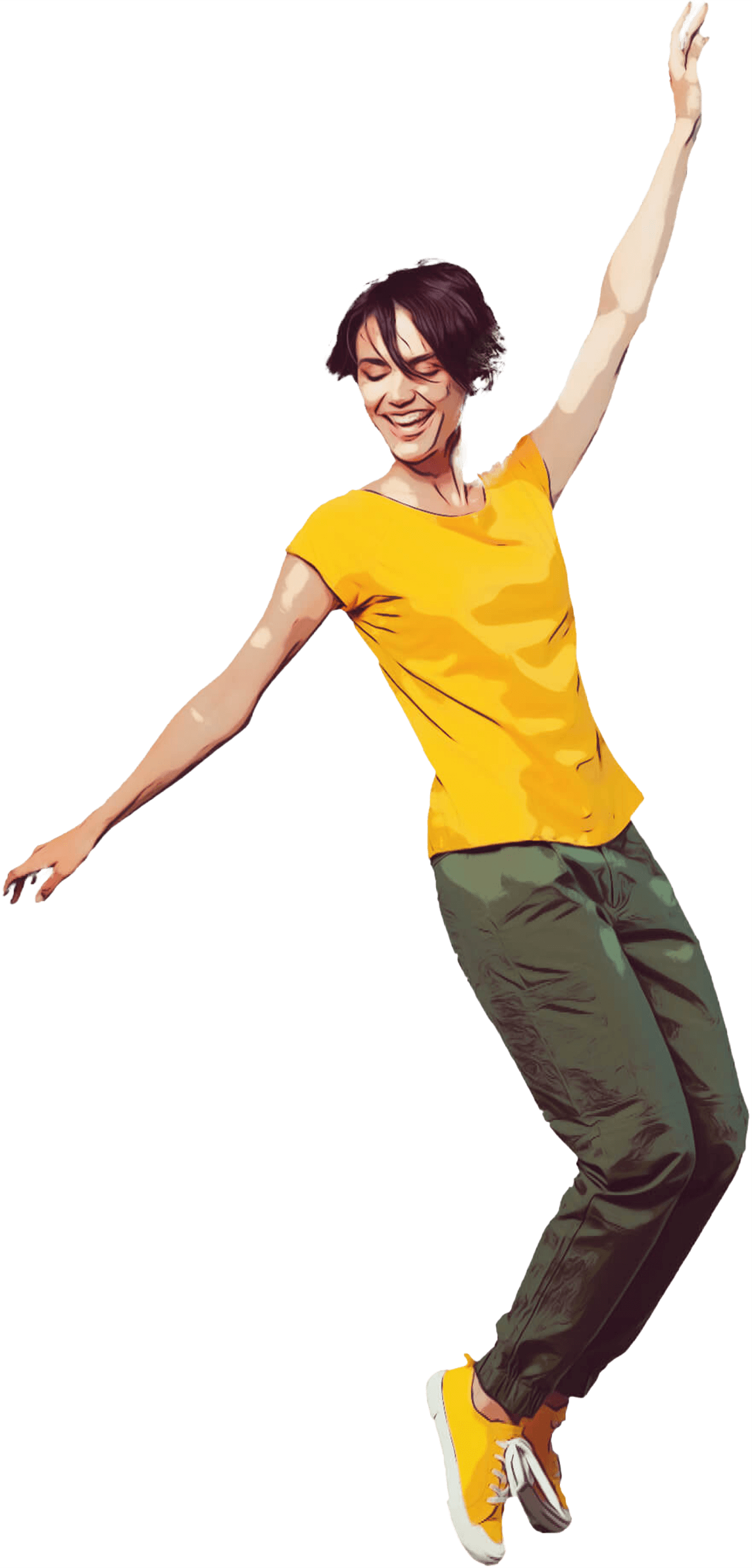 グッドポーズをしているTシャツ女性