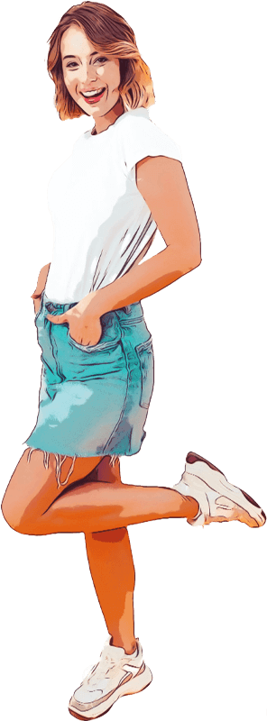 グッドポーズをしているTシャツ女性
